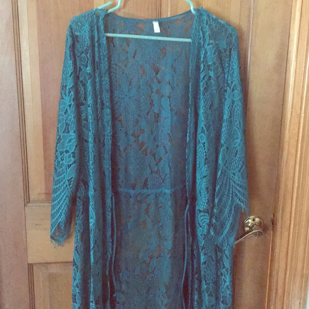 Turquoise lace duster XXL - never worn